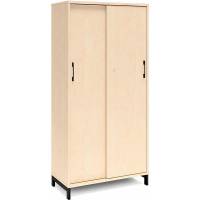 Office kontorskab med skydedør 1660x800mm birk med sort stel