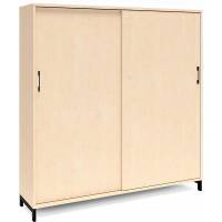 Office kontorskab med skydedør 1660x1600mm birk med sort stel