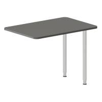 Office skrivebord tilbygning 100x60cm i antracit med alugråt stel