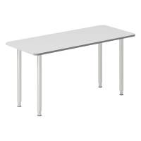 Office skrivebord 140x60cm lys grå laminat med alugråt stel