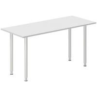 Office skrivebord 140x60cm lys gr&aring; laminat med alugr&aring;t stel