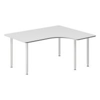 Office skrivebord højrevendt 160x120cm lys grå med alugråt stel