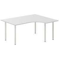 Office skrivebord h&oslash;jrevendt 160x120cm lys gr&aring; med alugr&aring;t stel