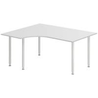 Office skrivebord venstrevendt 160x120cm lys gr&aring; med alugr&aring;t stel