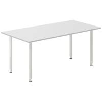 Office skrivebord 160x80cm lys gr&aring; laminat med alugr&aring;t stel