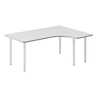 Office skrivebord højrevendt 180x120cm lys grå med alugråt stel