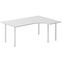 Office skrivebord h&oslash;jrevendt 180x120cm lys gr&aring; med alugr&aring;t stel