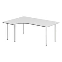 Office skrivebord venstrevendt 180x120cm lys grå med alugråt stel