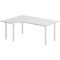 Office skrivebord venstrevendt 180x120cm lys gr&aring; med alugr&aring;t stel