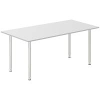 Office skrivebord 180x80cm lys gr&aring; laminat med alugr&aring;t stel