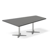 Office konferencebord trapezformet 200x142,5cm Antracit med alugråt stel