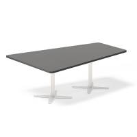 Office konferencebord trapezformet 200x142,5cm Antracit med hvidt stel