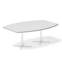 Office konferencebord b&aring;dformet 200x120cm Lysgr&aring; med hvidt stel