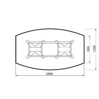 Office konferencebord b&aring;dformet 200x120cm Lysgr&aring; med sort stel