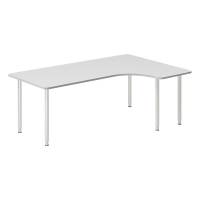 Office skrivebord højrevendt 200x120cm lys grå med alugråt stel