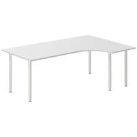 Office skrivebord h&oslash;jrevendt 200x120cm lys gr&aring; med alugr&aring;t stel