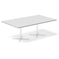 Office konferencebord rektangul&aelig;rt 200x120cm lysgr&aring; med hvid stel