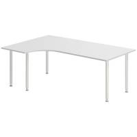 Office skrivebord venstrevendt 200x120cm lys gr&aring; med alugr&aring;t stel