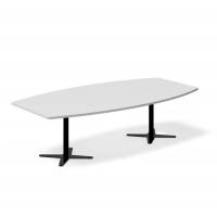 Office konferencebord b&aring;dformet 260x120cm lysgr&aring; med sort stel