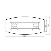Office konferencebord b&aring;dformet 260x120cm lysgr&aring; med sort stel