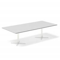 Office konferencebord rektangul&aelig;rt 260x120cm lysgr&aring; med hvid stel