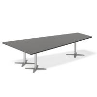 Office konferencebord trapezformet 320x180cm Antracit med alugråt stel