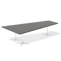 Office konferencebord trapezformet 320x180cm Antracit med hvidt stel