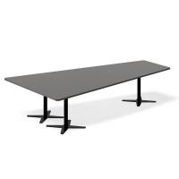 Office konferencebord trapezformet 320x180cm Antracit med sort stel