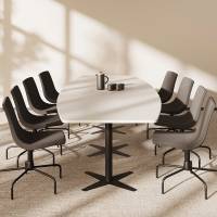 Office konferencebord b&aring;dformet 320x120cm Lysgr&aring; med sort stel