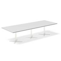 Office konferencebord rektangulært 320x120cm lysgrå med hvid stel