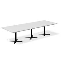 Office konferencebord rektangulært 320x120cm lysgrå med sort stel