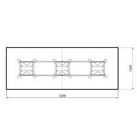 Office konferencebord rektangulært 320x120cm lysgrå med sort stel