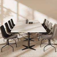 Office konferencebord rektangul&aelig;rt 320x120cm lysgr&aring; med sort stel