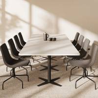 Office konferencebord rektangul&aelig;rt 320x120cm lysgr&aring; med sort stel