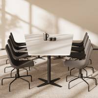 Office konferencebord trapezformet 320x180cm Lysgr&aring; med sort stel