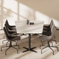 Office konferencebord trapezformet 320x180cm Lysgr&aring; med sort stel