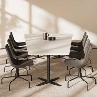 Office konferencebord trapezformet 320x180cm Lysgr&aring; med sort stel