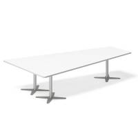 Office konferencebord trapezformet 320x180cm hvid med alugråt stel