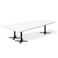 Office konferencebord trapezformet 320x180cm hvid med sort stel