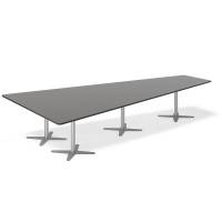 Office konferencebord trapezformet 380x199cm Antracit med alugråt stel