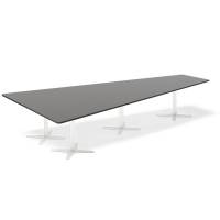 Office konferencebord trapezformet 380x199cm Antracit med hvidt stel