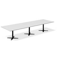 Office konferencebord rektangulært 380x120cm lysgrå med sort stel