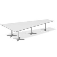 Office konferencebord trapezformet 380x199cm Lysgr&aring; med alugr&aring;t stel