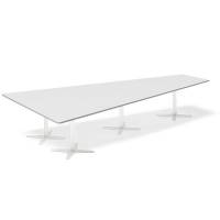 Office konferencebord trapezformet 380x199cm lys gr&aring; med hvidt stel