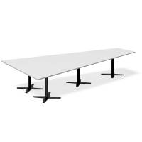 Office konferencebord trapezformet 380x199cm Lysgrå med sort stel