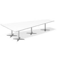 Office konferencebord trapezformet 380x199cm hvid med alugr&aring;t stel
