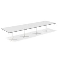 Office konferencebord rektangul&aelig;rt 440x120cm lysgr&aring; med hvid stel