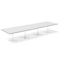 Office konferencebord rektangul&aelig;rt 440x120cm lysgr&aring; med hvid stel