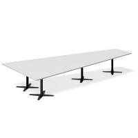 Office konferencebord trapezformet 440x217,5cm Lysgr&aring; med sort stel
