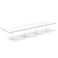 Office konferencebord rektangul&aelig;rt 440x120cm hvid med hvid stel